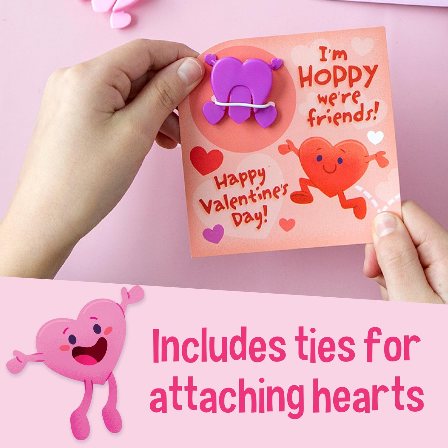 Peaceable Kingdom 28 Hopping Hearts Valentines for Classroom — Kid-Friendly Valentine Cards