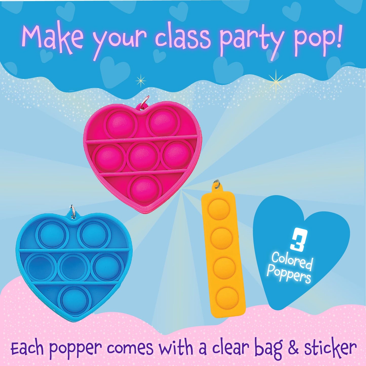 Peaceable Kingdom Valentines Cards for Kids — 28 Mini Heart Popper Fidget Toys for Classroom Exchange | Ages 4+