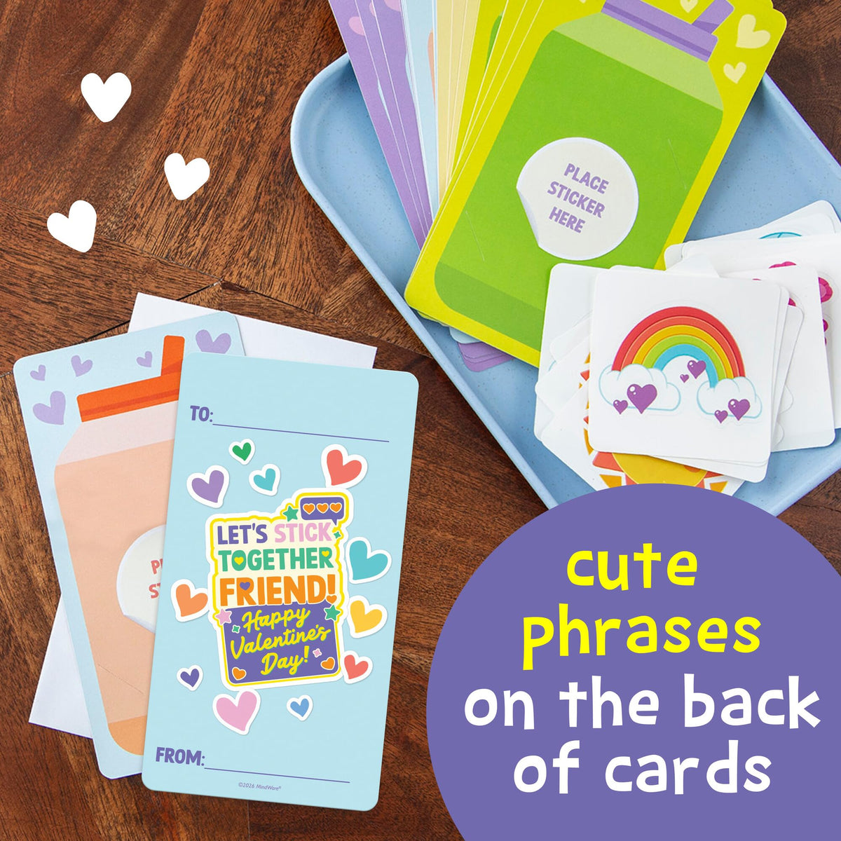 Peaceable Kingdom Valentine Gift Set for Kids — 28 Cards & Water Bottle Stickers