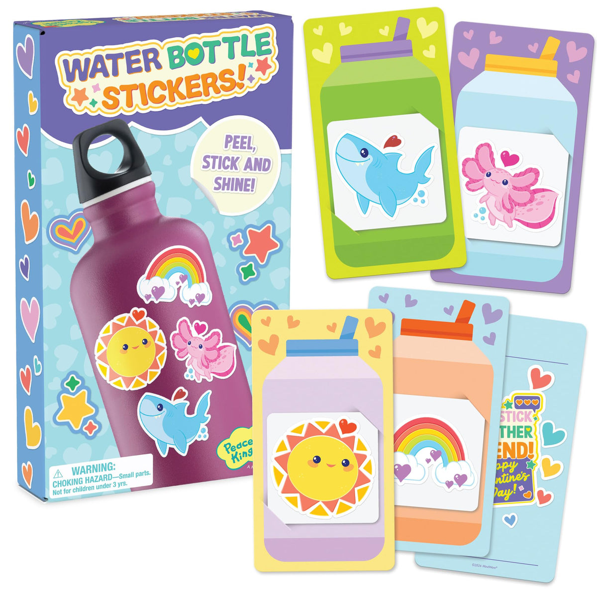 Peaceable Kingdom Valentine Gift Set for Kids — 28 Cards & Water Bottle Stickers