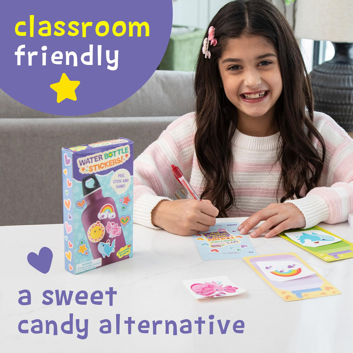 Peaceable Kingdom Valentine Gift Set for Kids — 28 Cards & Water Bottle Stickers
