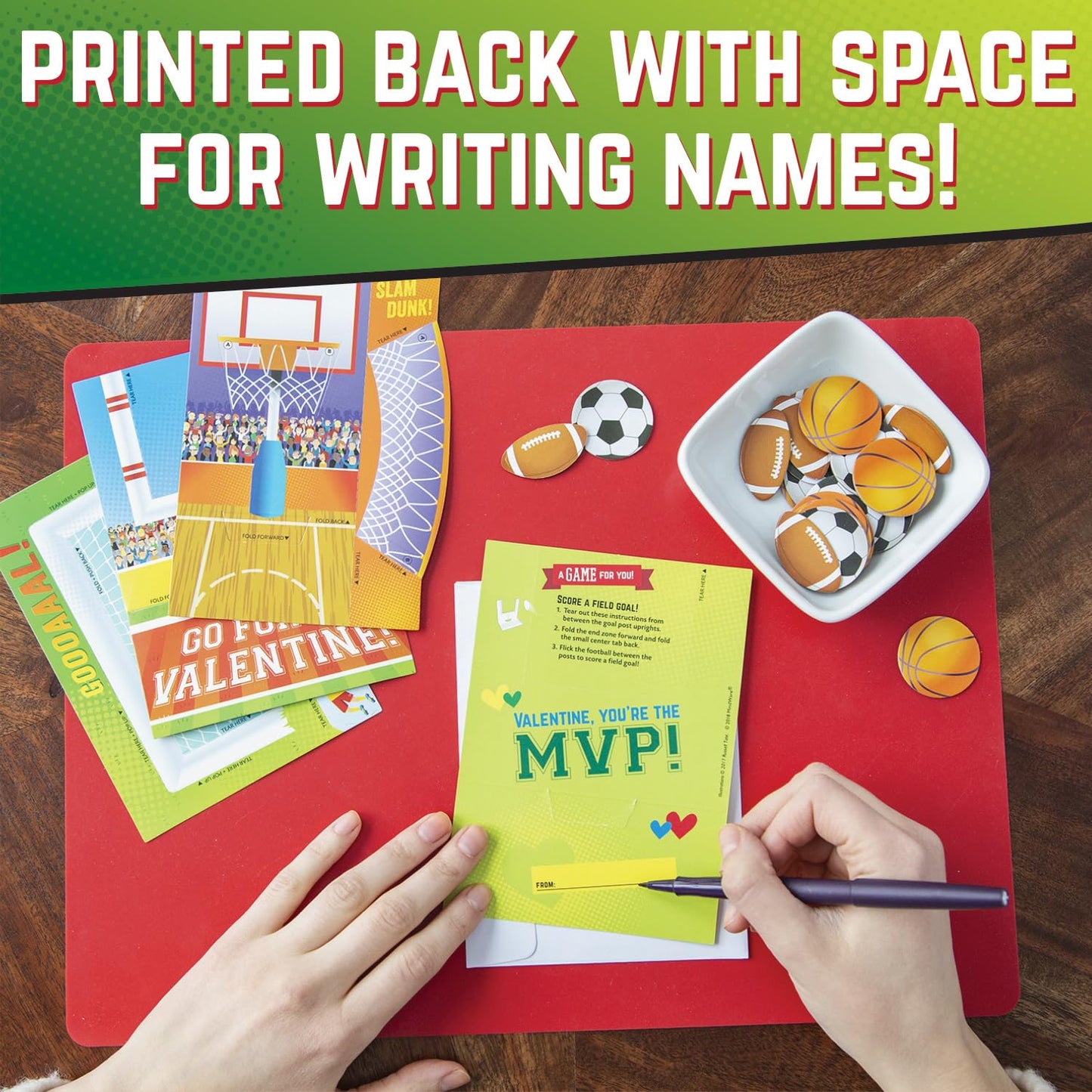 Peaceable Kingdom Valentines Cards for Kids – Flick 'em Sports Games (Set of 28, with Envelopes)