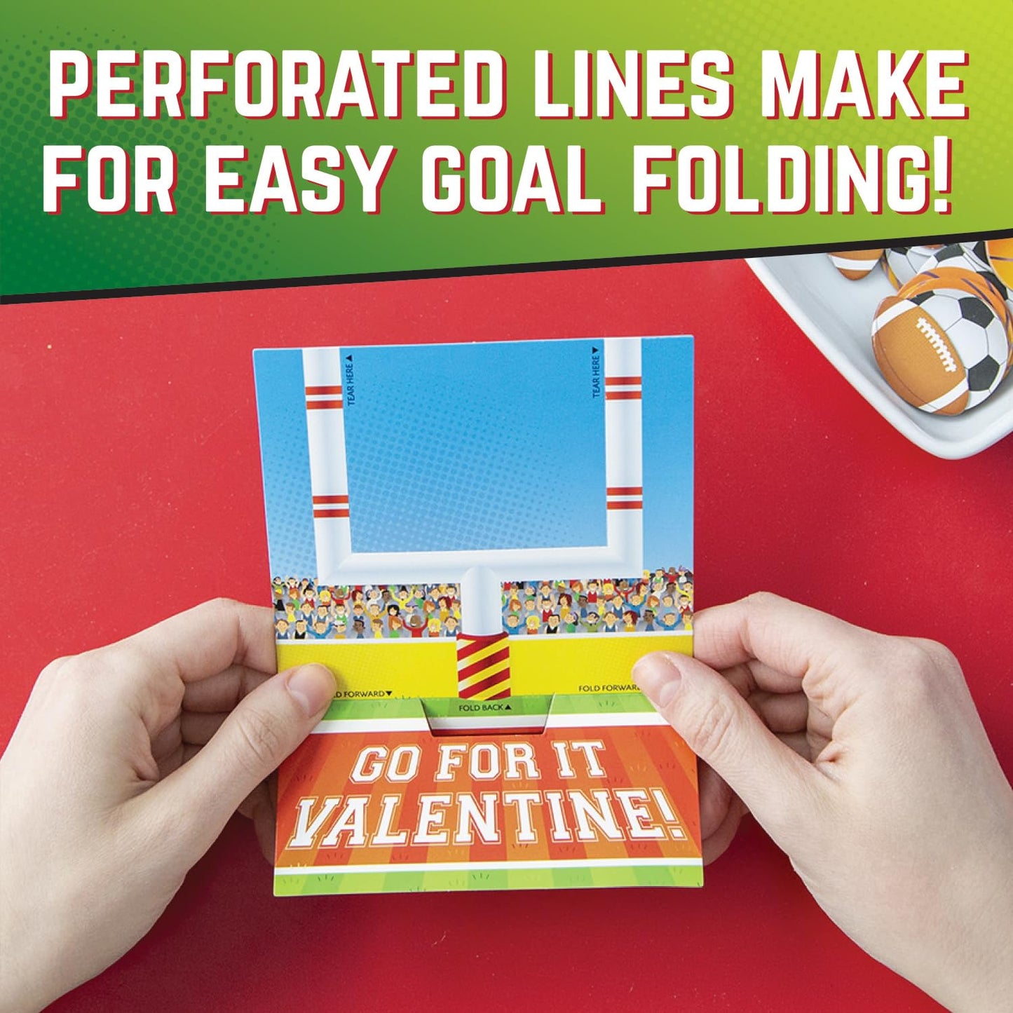 Peaceable Kingdom Valentines Cards for Kids – Flick 'em Sports Games (Set of 28, with Envelopes)