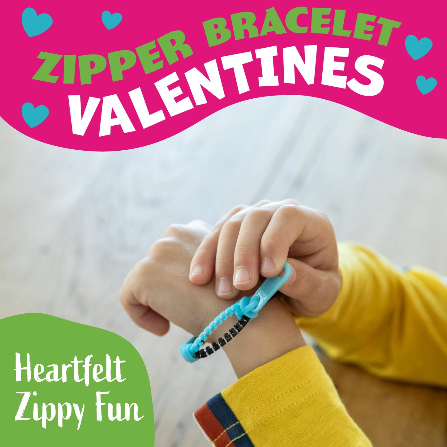 Peaceable Kingdom Valentines Cards for Kids Classroom - Zipper Friendship Bracelets Set of 28