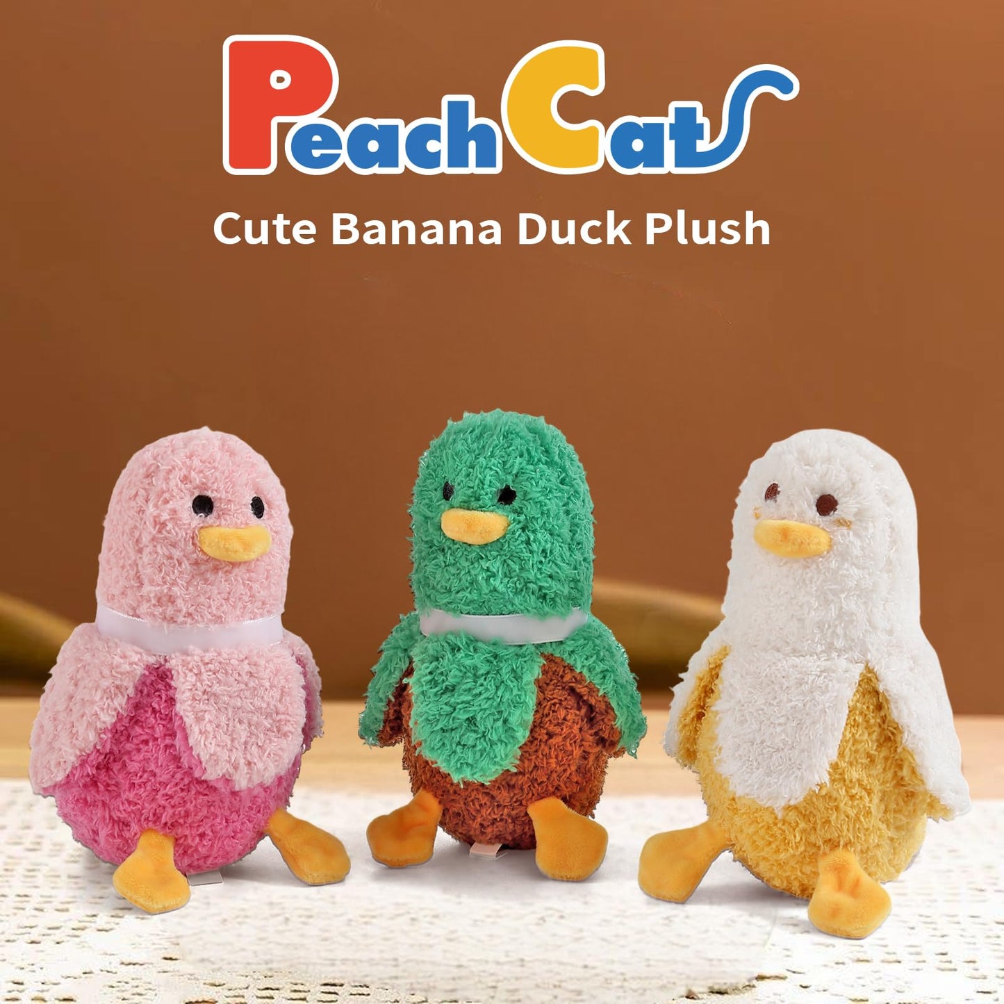 PEACH CAT Banana Duck Plush Set: Mommy 19.7-in with 3 Baby Ducks Inside