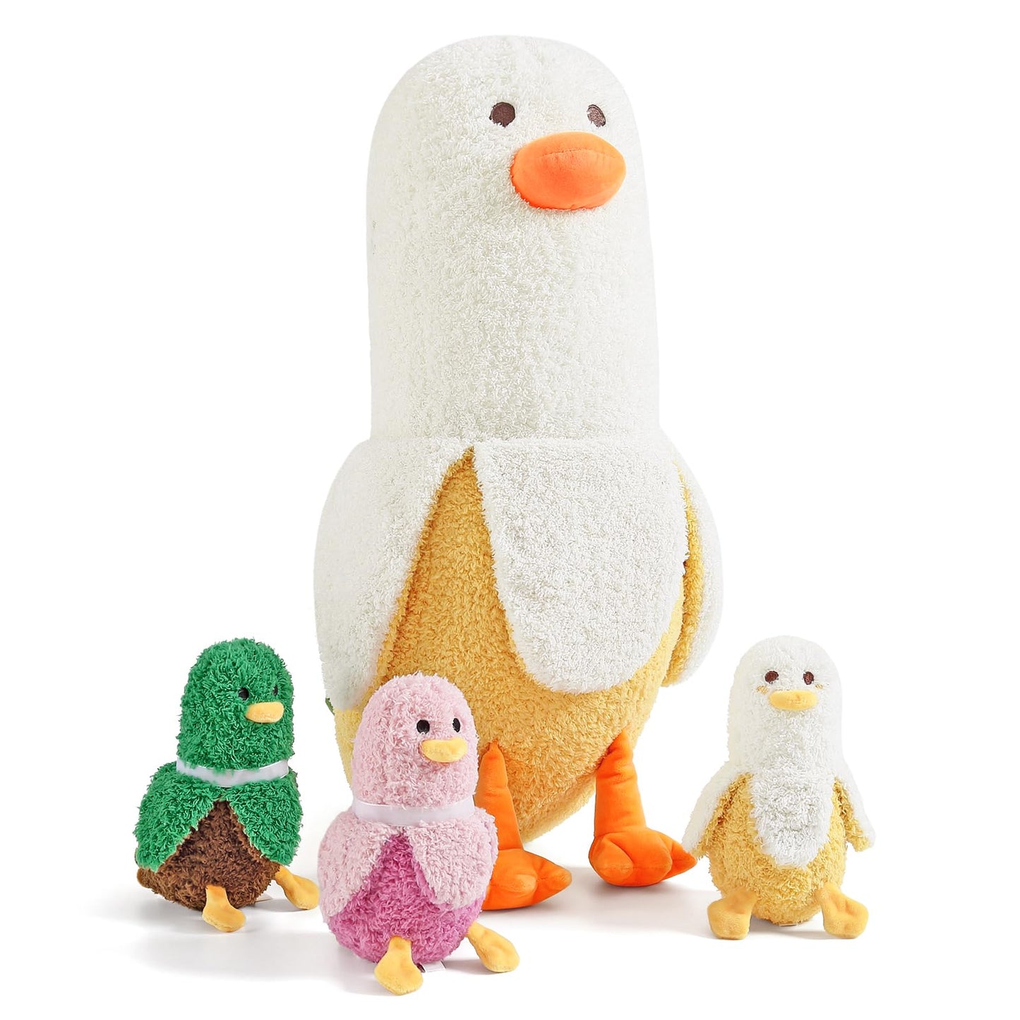 PEACH CAT Banana Duck Plush Set: Mommy 19.7-in with 3 Baby Ducks Inside