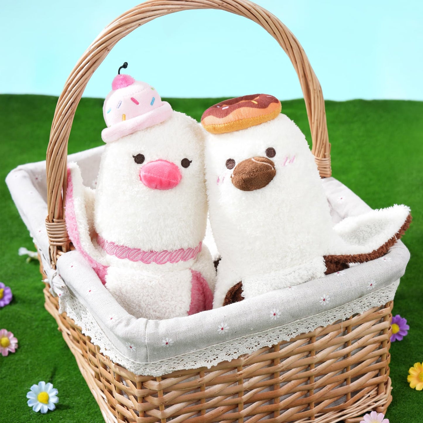 PEACH CAT Banana Duck Plush Pillow – 12-inch Cherry Cake Hat Soft Plush Gift