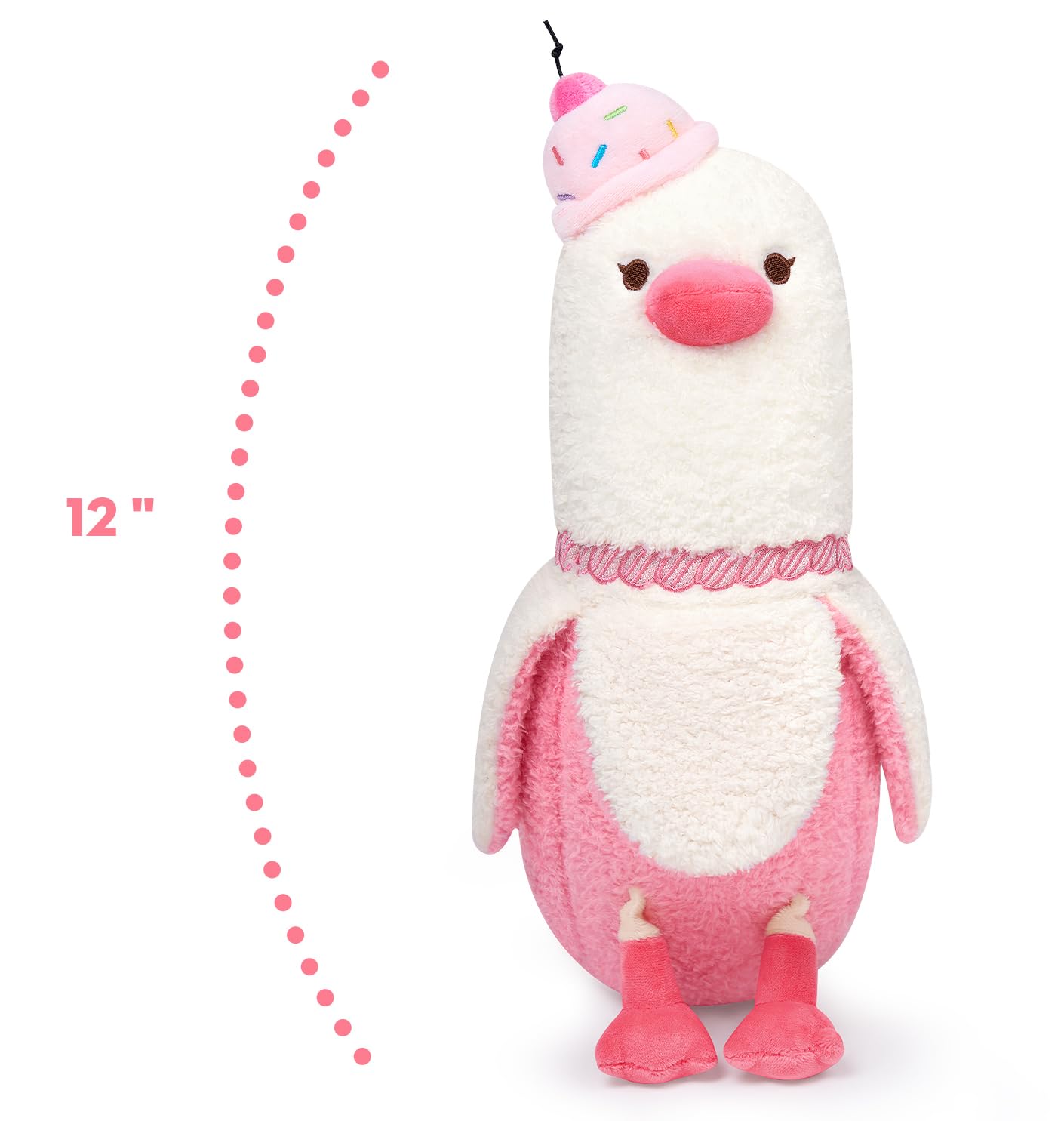 PEACH CAT Banana Duck Plush Pillow – 12-inch Cherry Cake Hat Soft Plush Gift