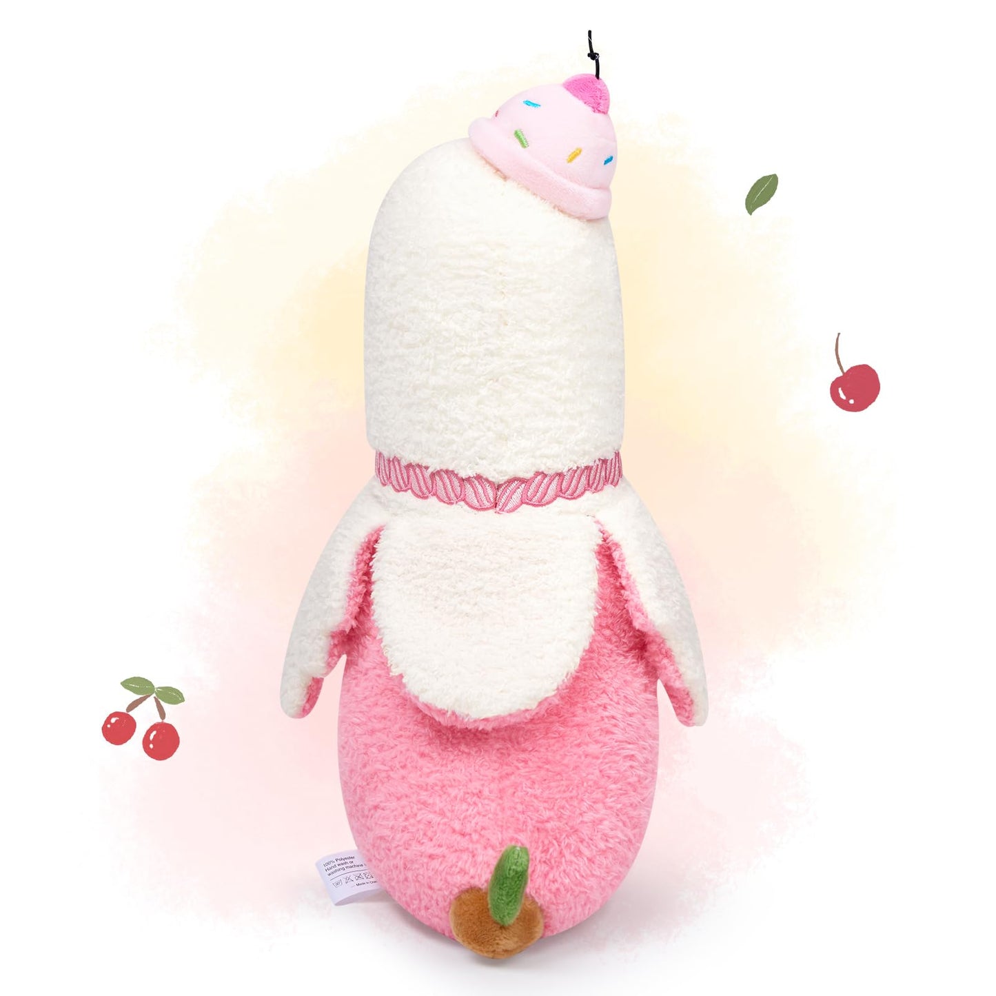PEACH CAT Banana Duck Plush Pillow – 12-inch Cherry Cake Hat Soft Plush Gift