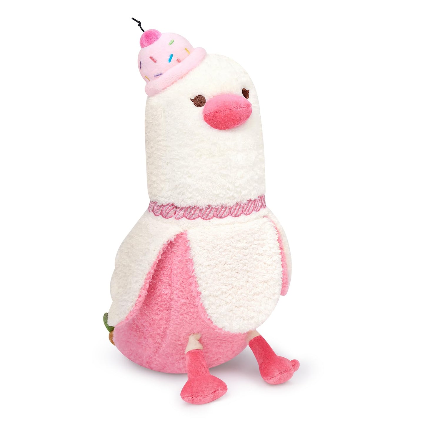 PEACH CAT Banana Duck Plush Pillow – 12-inch Cherry Cake Hat Soft Plush Gift