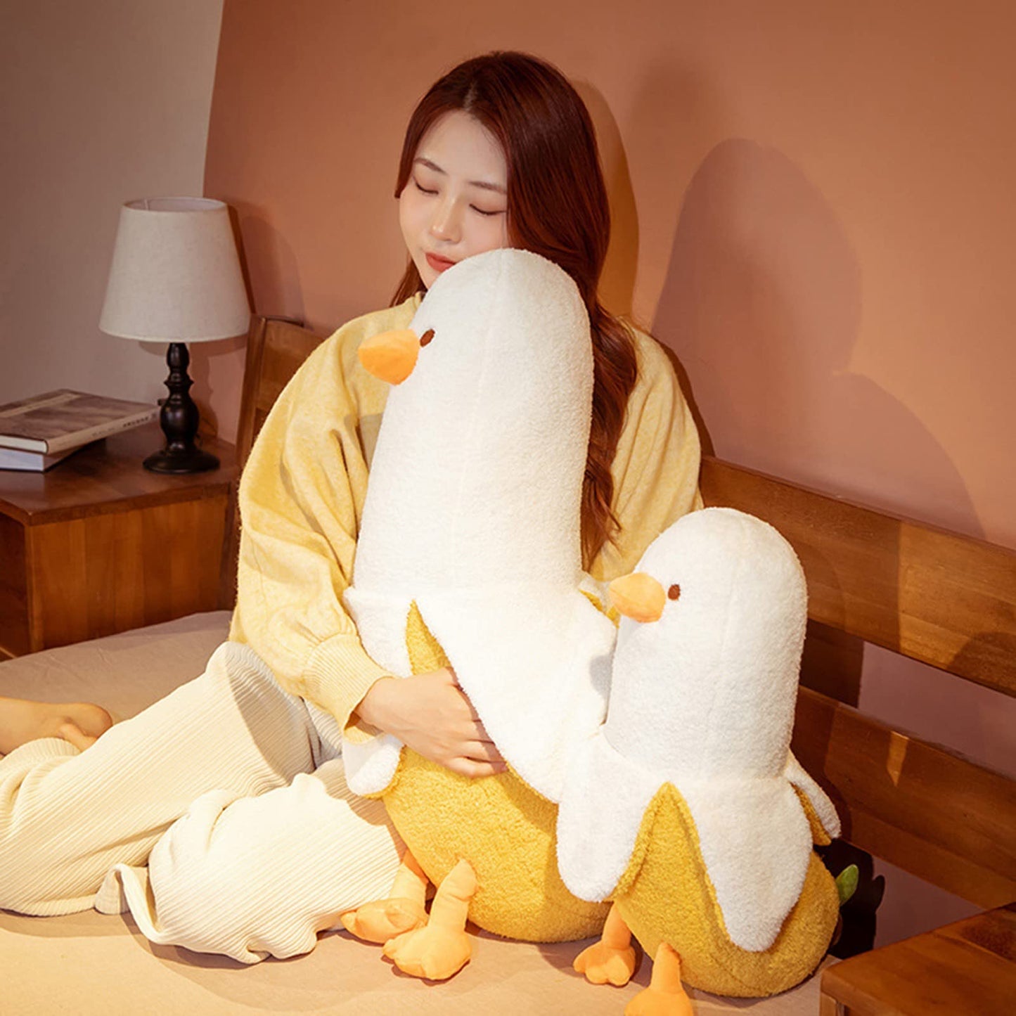 PEACH CAT Banana Duck Plush Toy – 27.5-Inch Hugging Plush Pillow