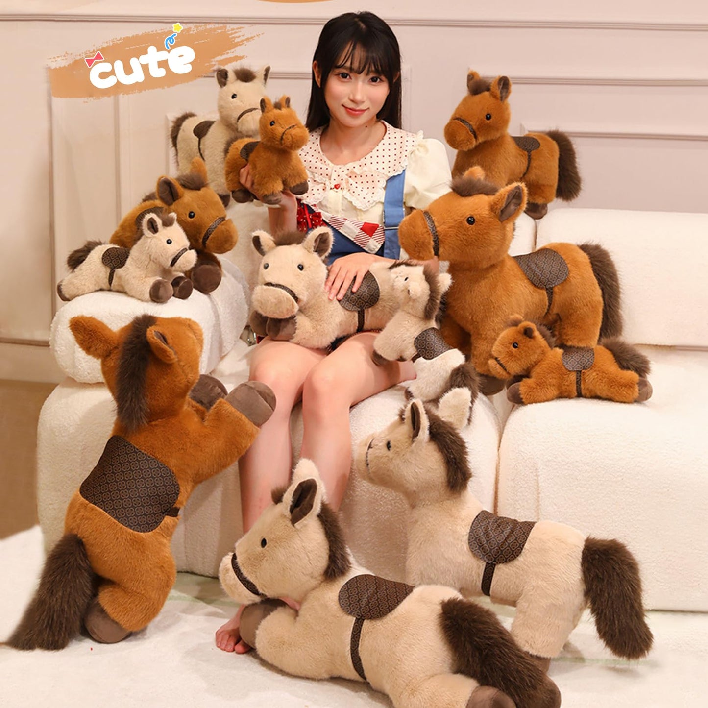 PEACH CAT 10-Inch Horse Stuffed Animal – Cute Brown Plush Toy for Kids