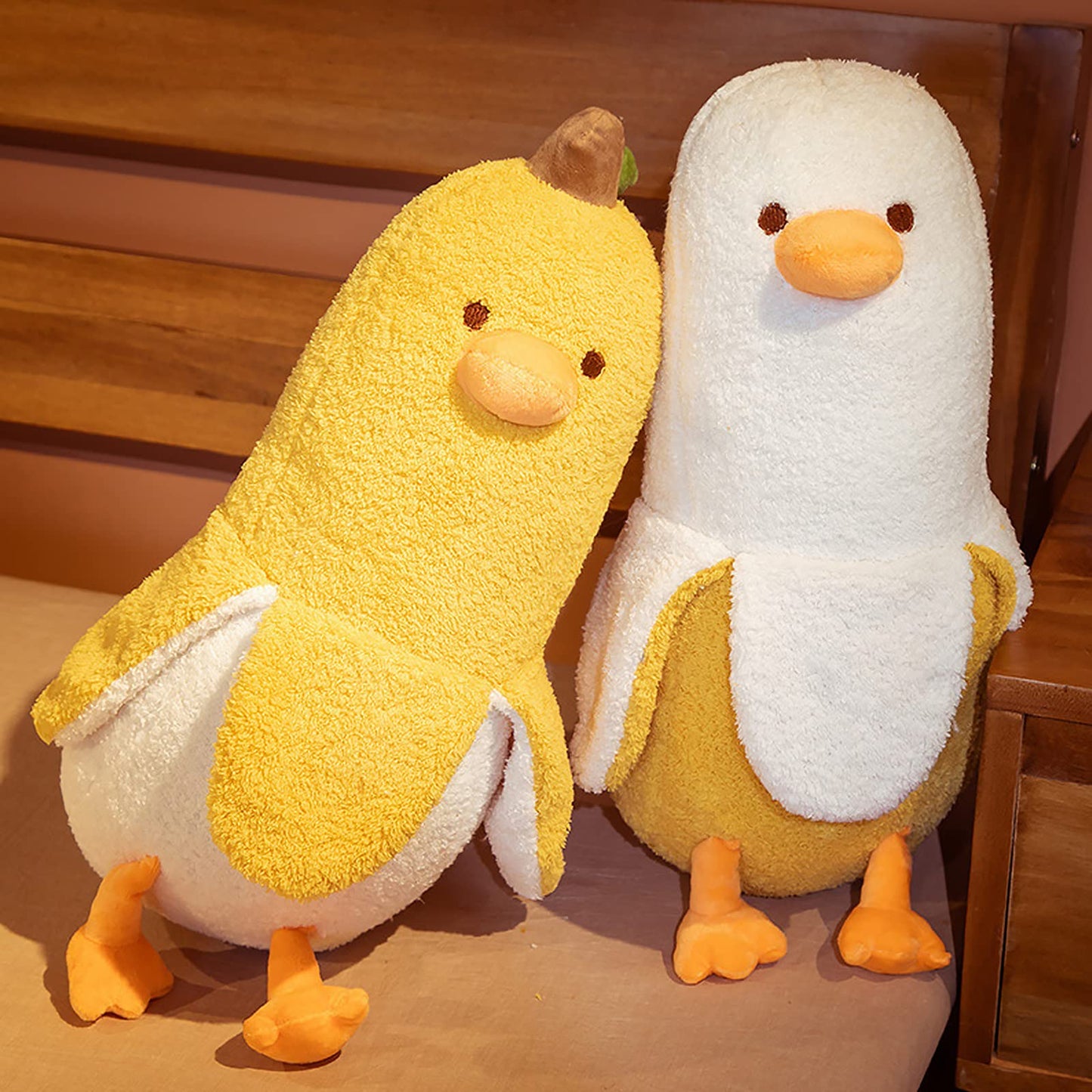 PEACH CAT Banana Duck Plush Toy – 27.5-Inch Hugging Plush Pillow