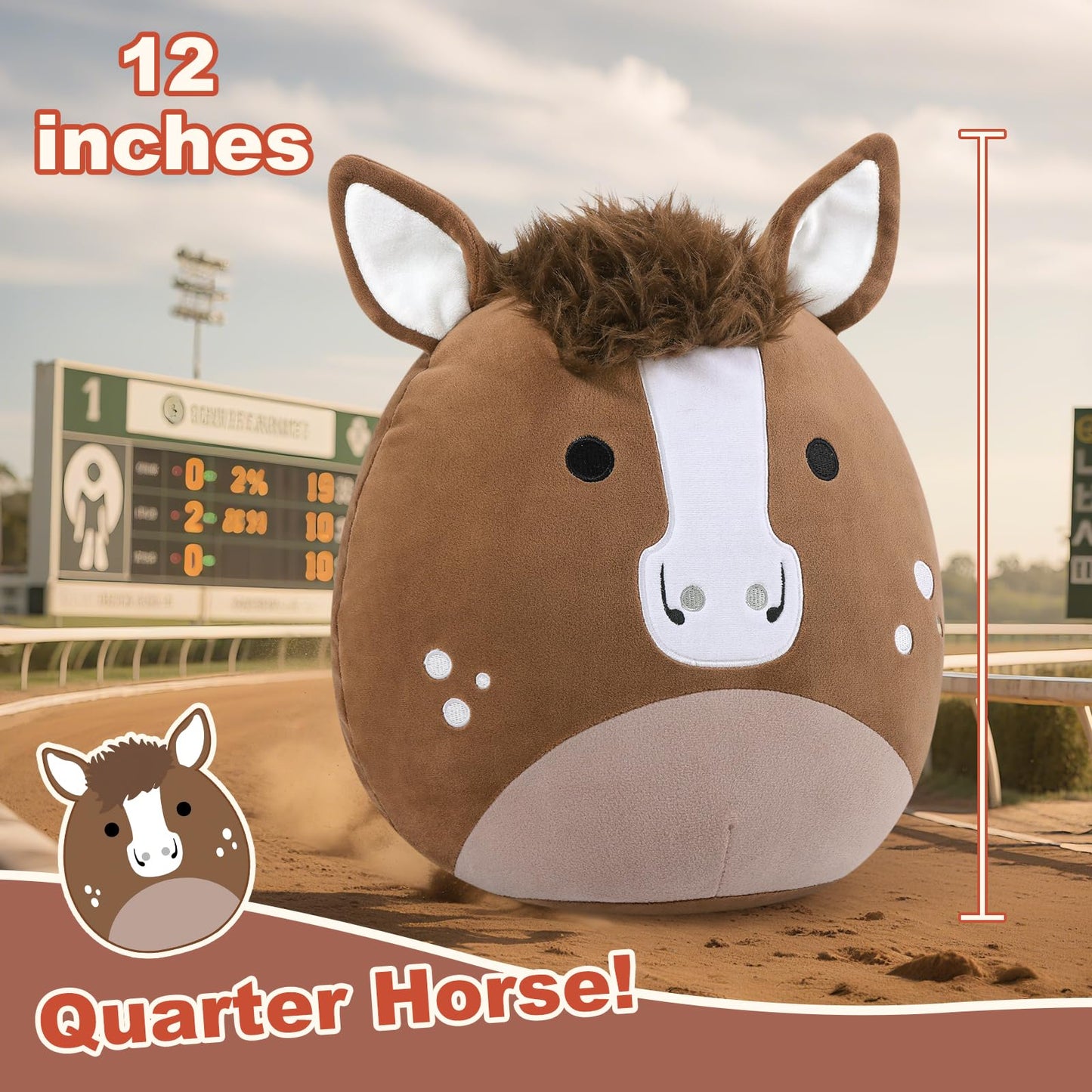 PEACH CAT Original Quarter Horse Plush Toy – 12-Inch Cute Horse Stuffed Animal