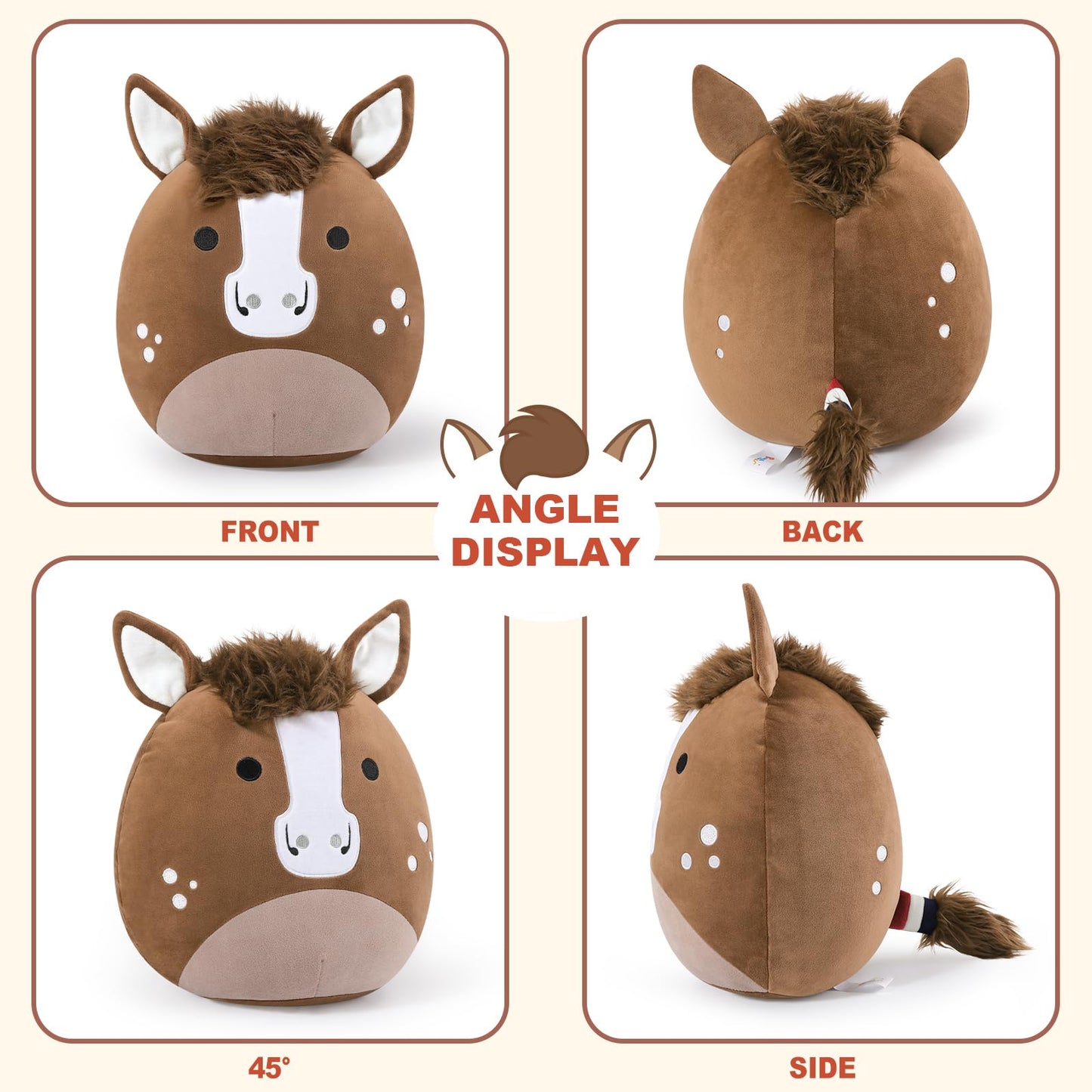 PEACH CAT Original Quarter Horse Plush Toy – 12-Inch Cute Horse Stuffed Animal