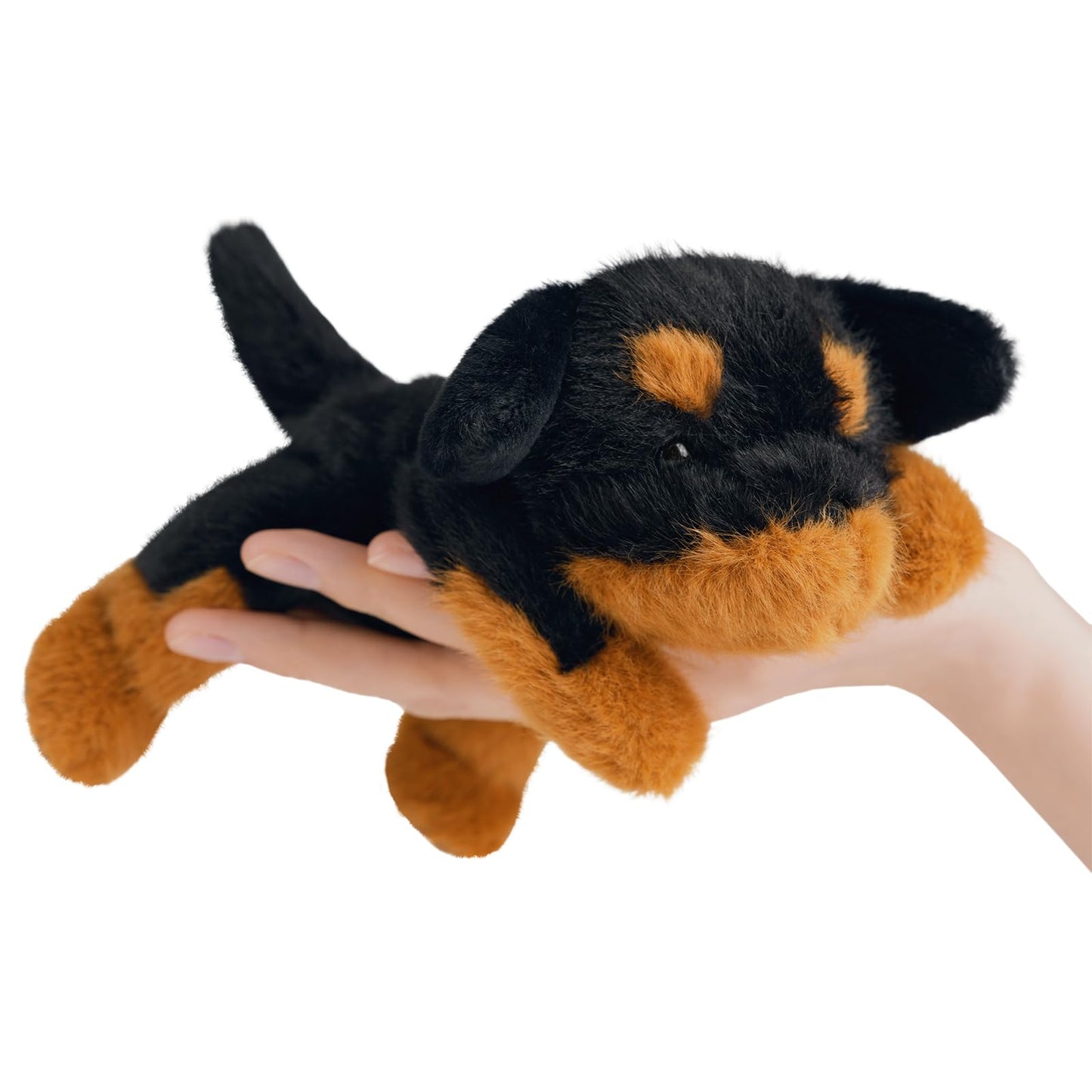 PEACH CAT Rottweiler Dog Plush 7.8-Inch Weighted Cute Stuffed Toy Black