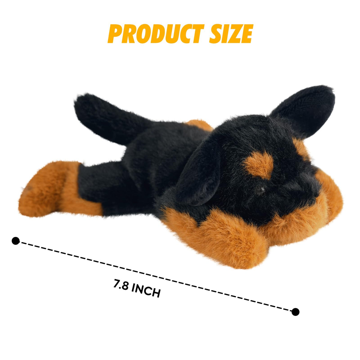 PEACH CAT Rottweiler Dog Plush 7.8-Inch Weighted Cute Stuffed Toy Black