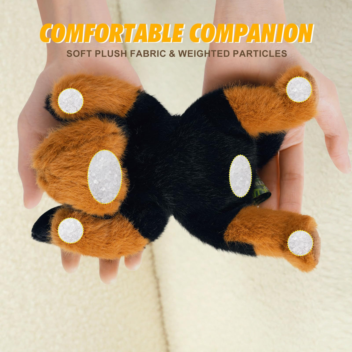 PEACH CAT Rottweiler Dog Plush 7.8-Inch Weighted Cute Stuffed Toy Black