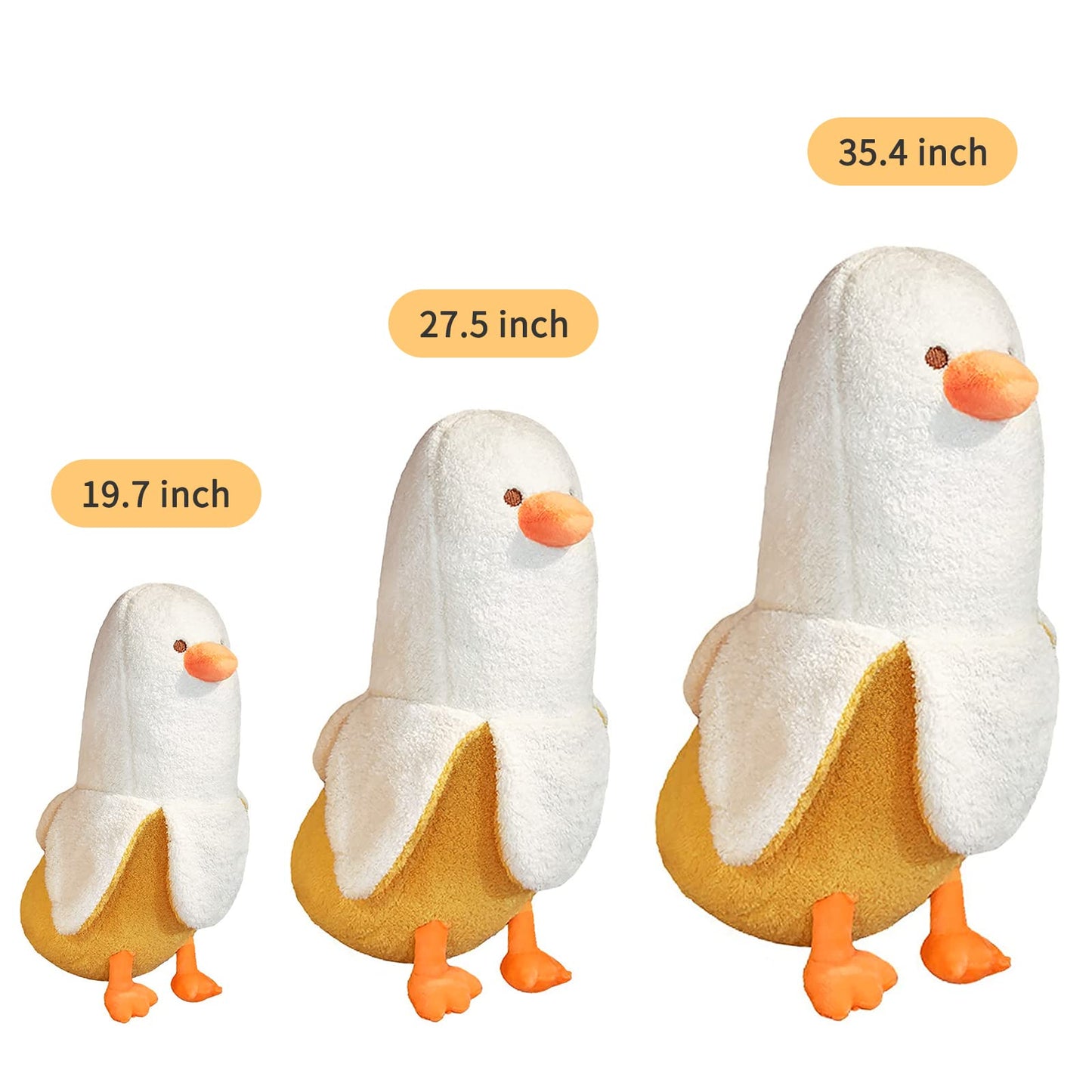 PEACH CAT Banana Duck Plush Toy – 27.5-Inch Hugging Plush Pillow