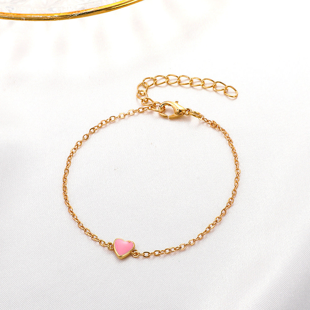 Peach Heart Bracelet, Valentine's Day Gift