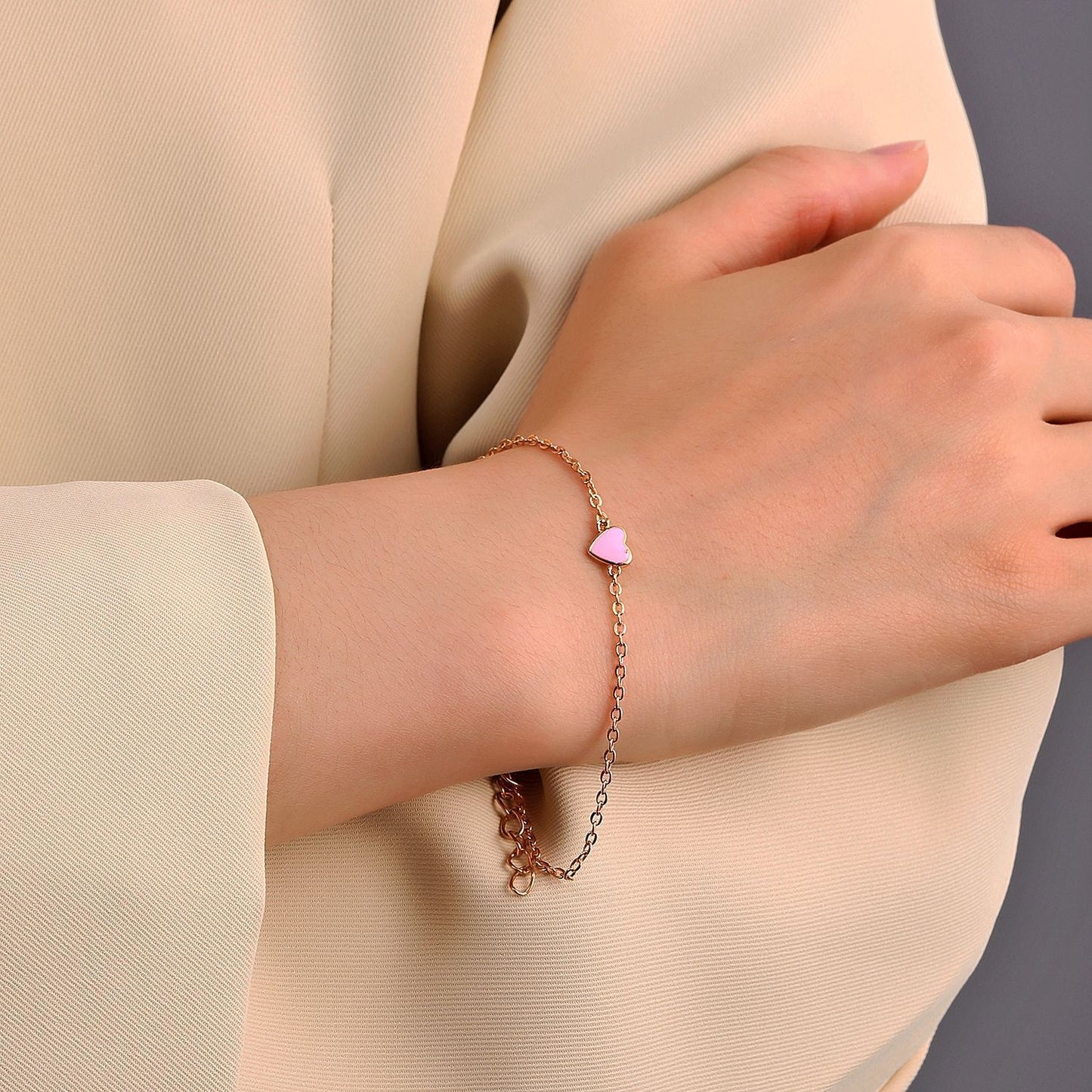 Peach Heart Bracelet, Valentine's Day Gift