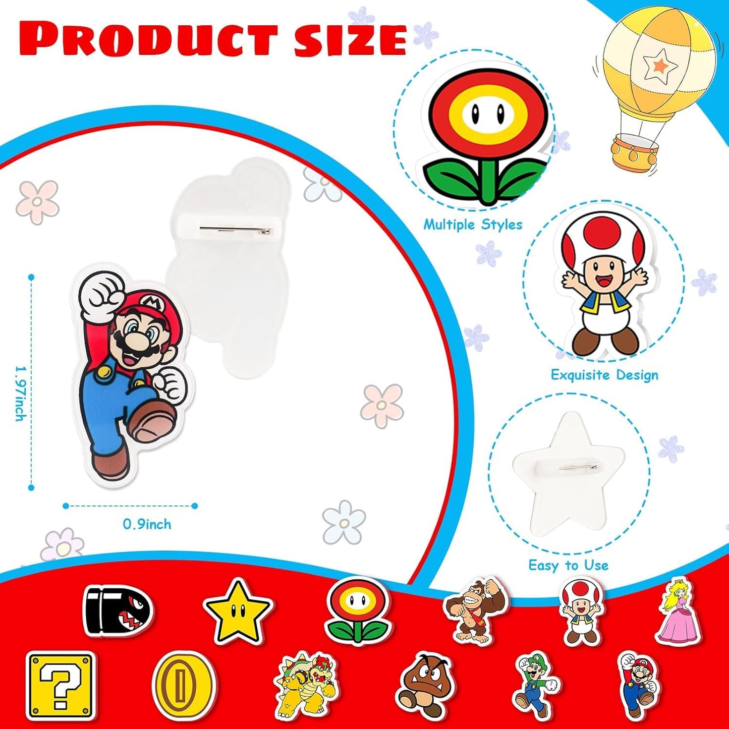 PEACHPUNK 86PCS Mario Birthday Party Supplies — Mario Theme Gifts Set