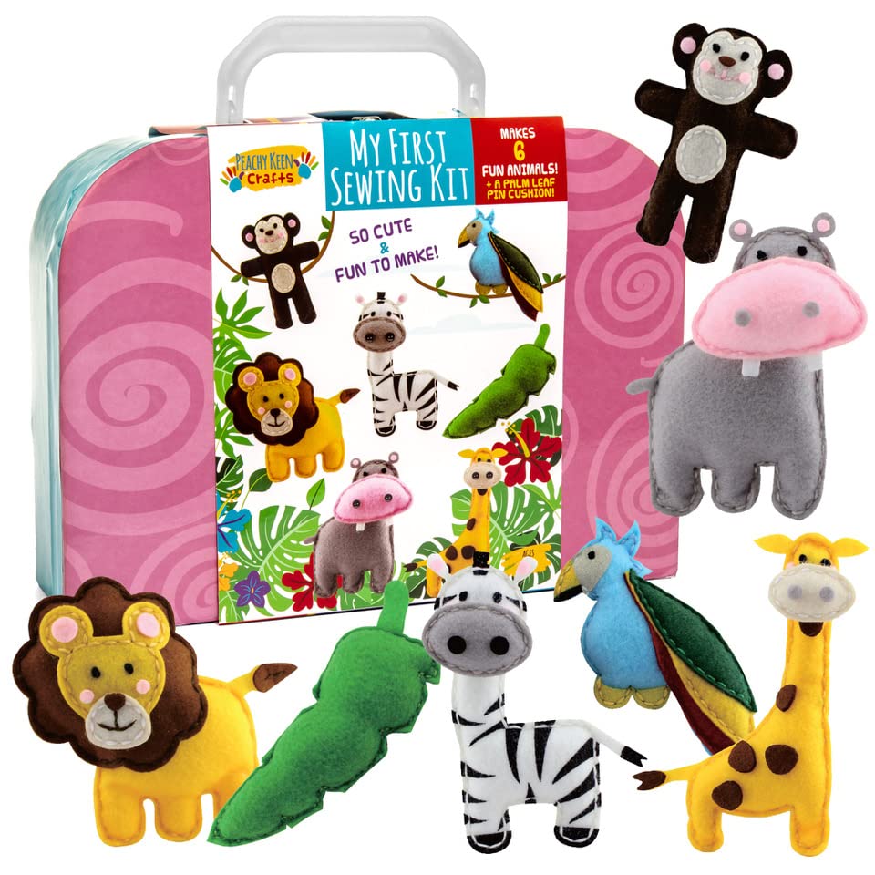 Peachy Keen Crafts Kids Sewing Kit | Learn to Sew for Ages 8-12 | 6 Felt Projects