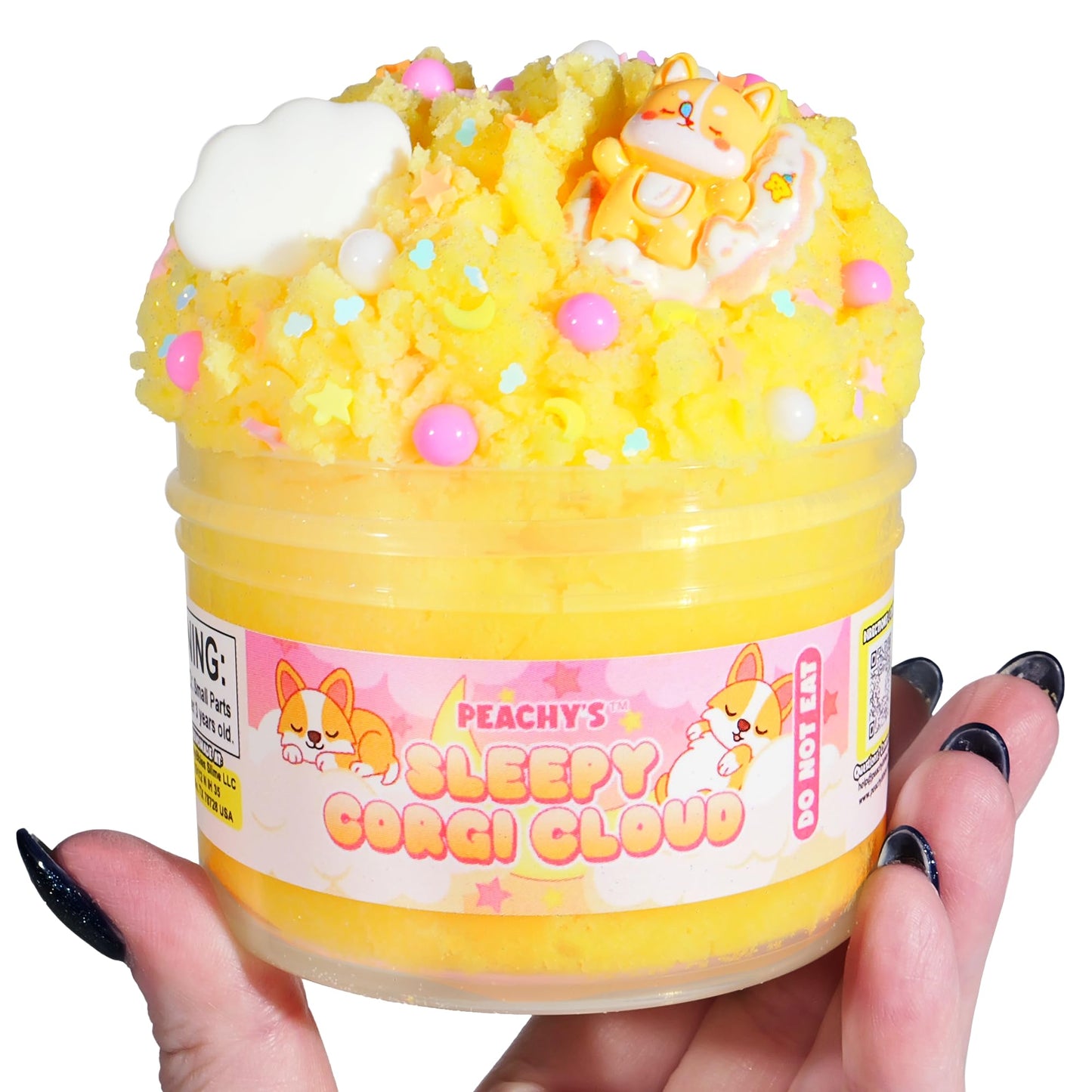 Peachybbies Sleepy Corgi Cloud Slime – 7 oz, Made in USA, Scented