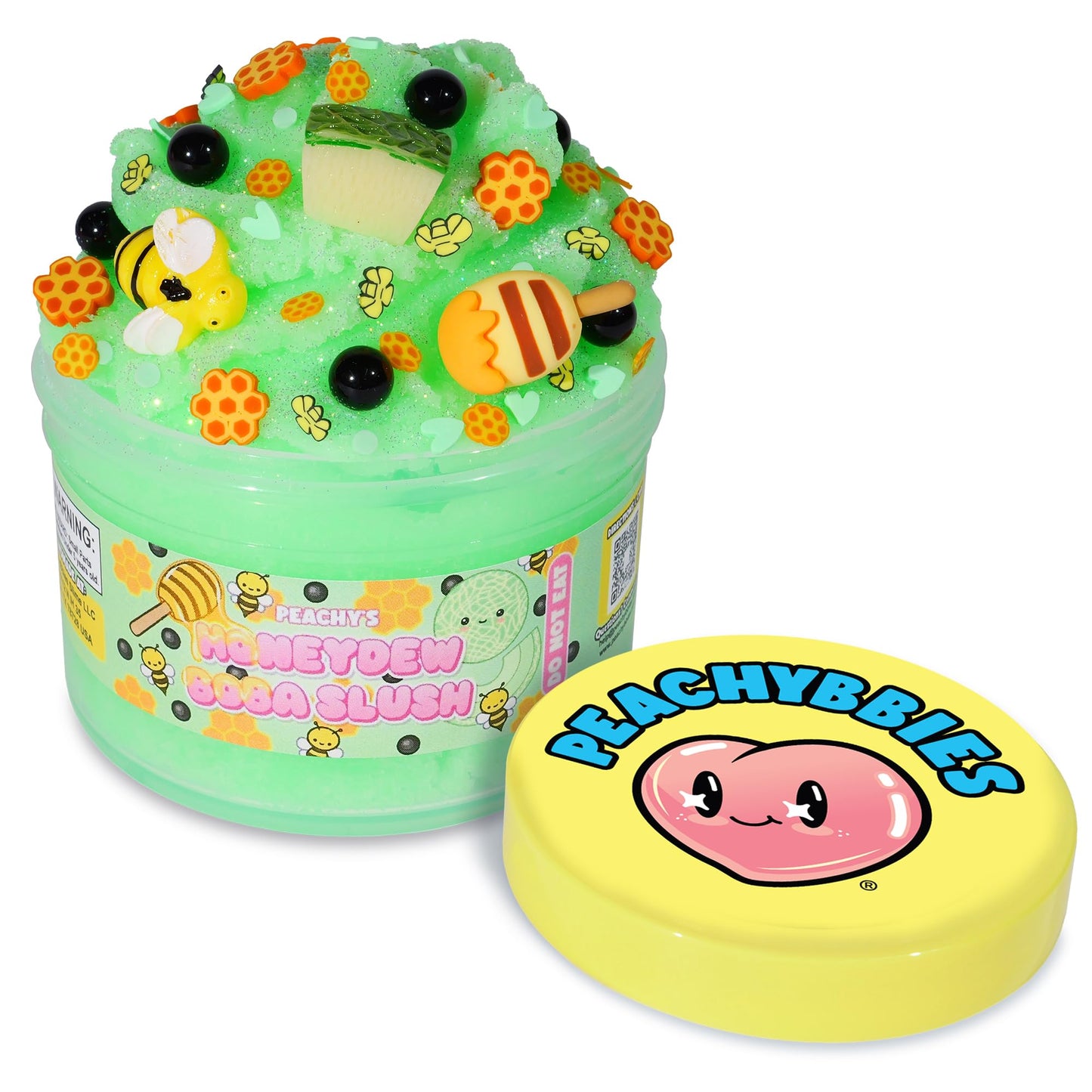 Peachybbies Honeydew Boba Slush Slime – USA Made 7 oz