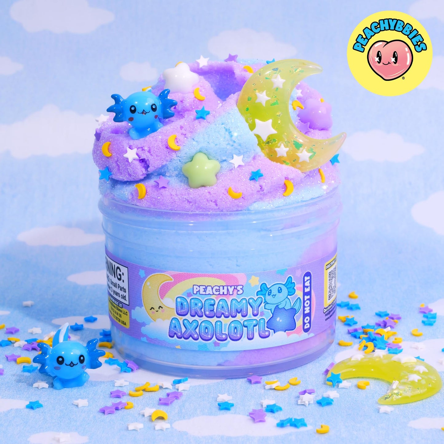 Peachybbies Dreamy Axolotl Cloud Slime – 7 oz, Handmade in USA
