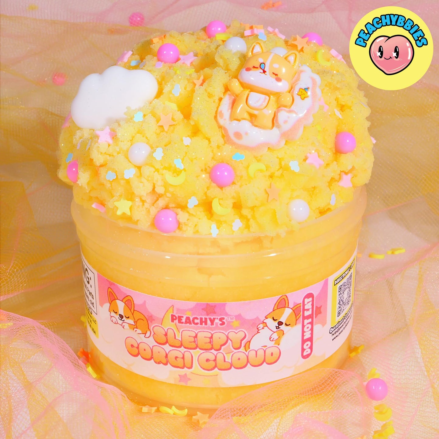 Peachybbies Sleepy Corgi Cloud Slime – 7 oz, Made in USA, Scented