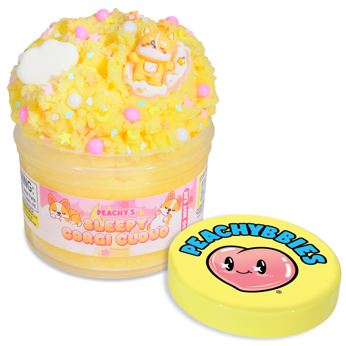Peachybbies Sleepy Corgi Cloud Slime – 7 oz, Made in USA, Scented