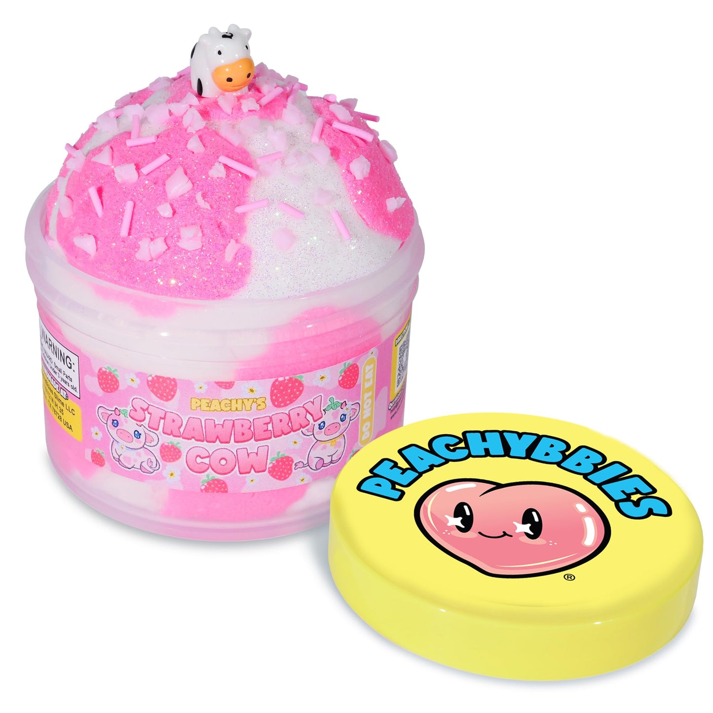 PEACHY Strawberry Cow Cloud Slime – 7 oz, Made in USA, ASMR & Slime Charms
