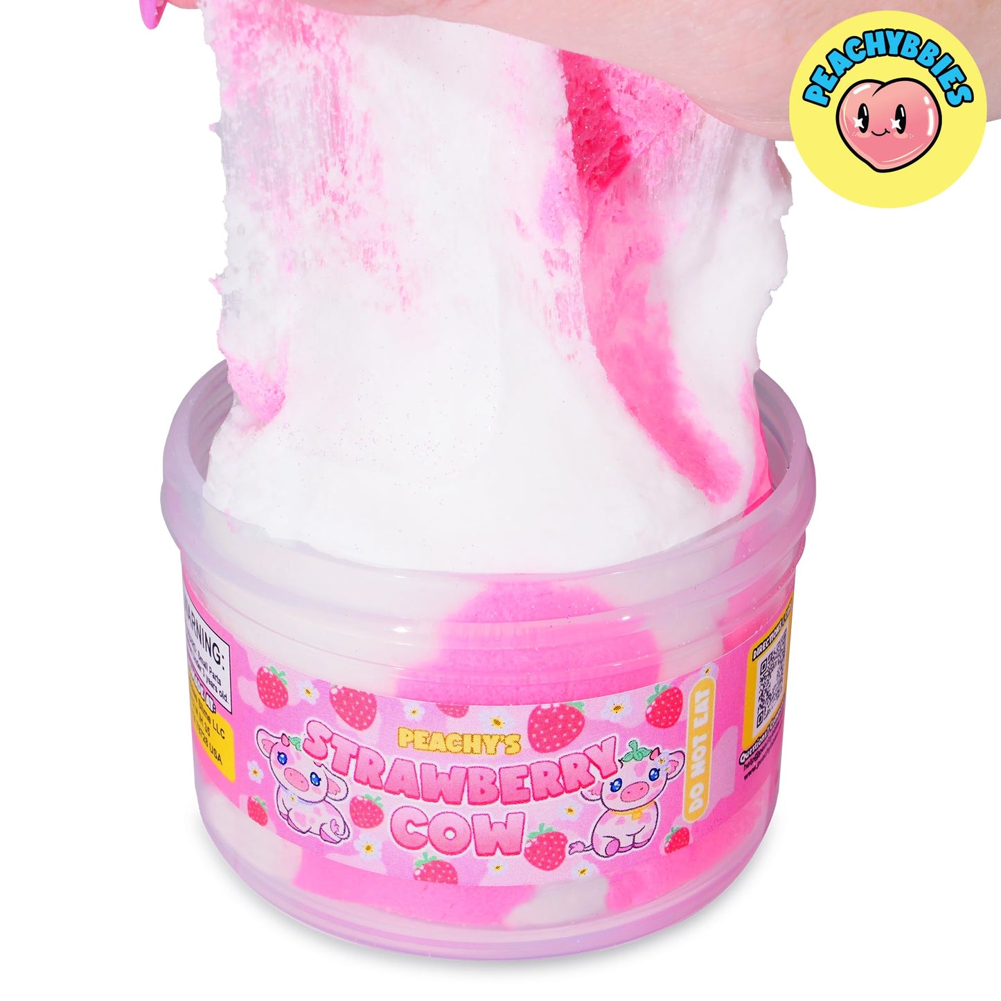 PEACHY Strawberry Cow Cloud Slime – 7 oz, Made in USA, ASMR & Slime Charms