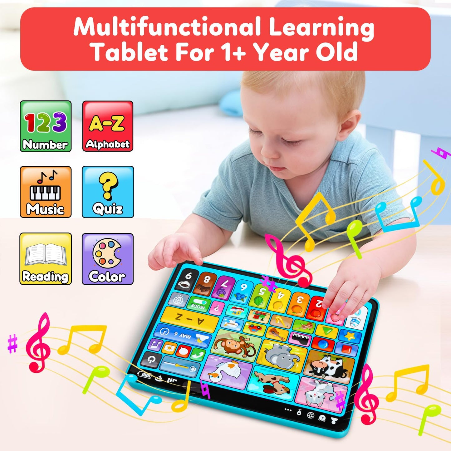 Peacurh Trilingual Learning Tablet with Music & Speech — Montessori Toy for Ages 1–3