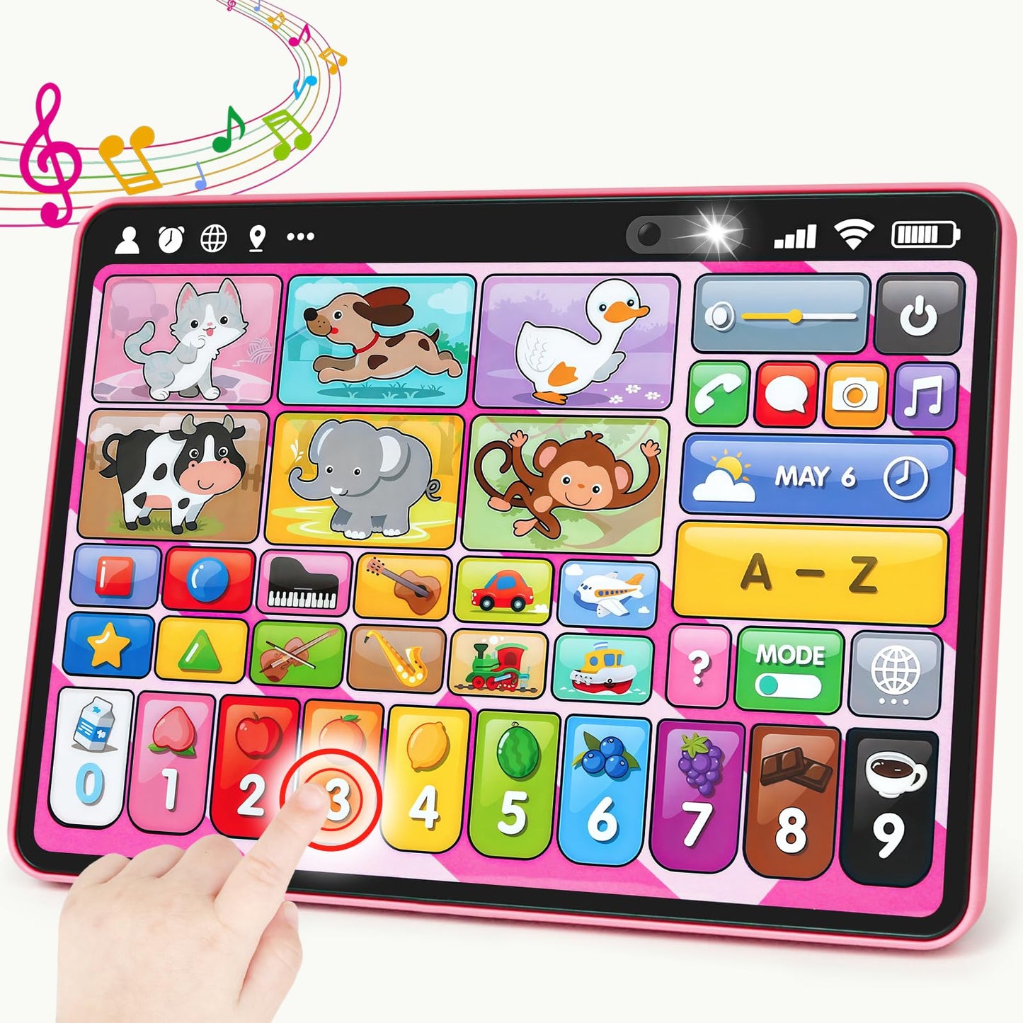 Peacurh Trilingual Learning Tablet – Pink Montessori Speech Therapy Toy 12-18M