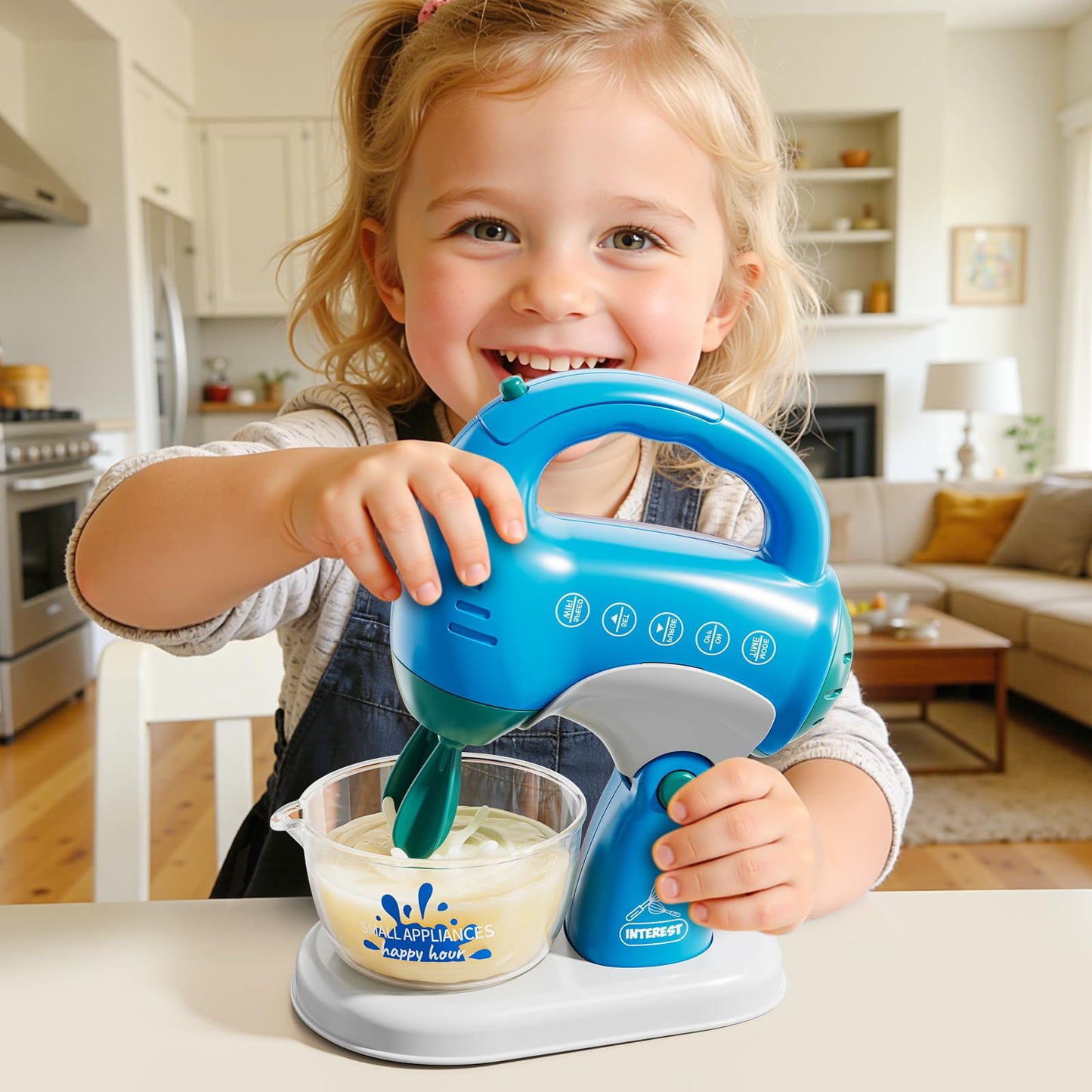 PEADUCK 3-in-1 Play Kitchen Appliances Set for Kids — Blender, Mixer & Water Dispenser with Realistic Sounds & Lights