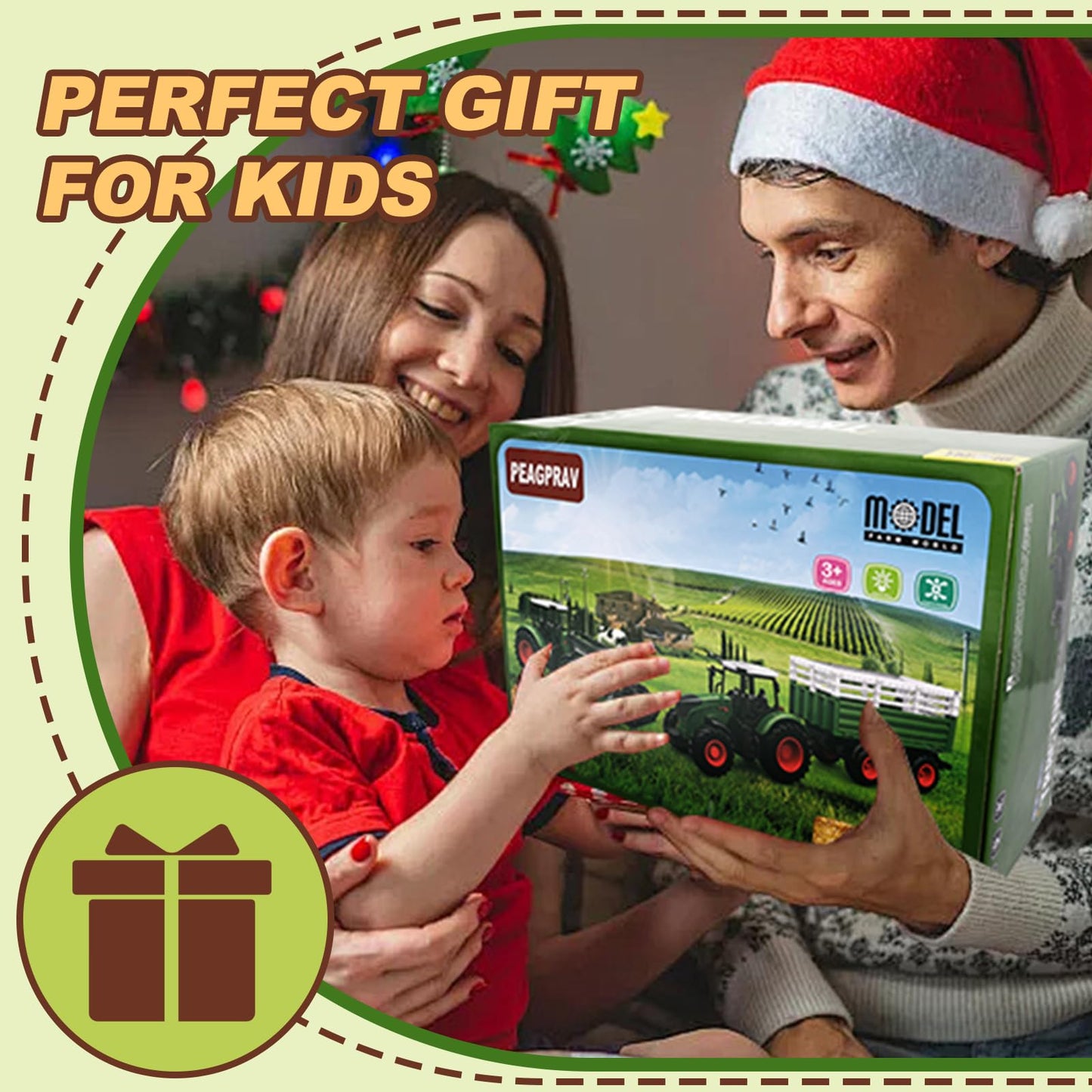 Peagprav Farm Tractor Toys Set – Bale Haying Round Baler with Barn & Tools for Kids 3-7