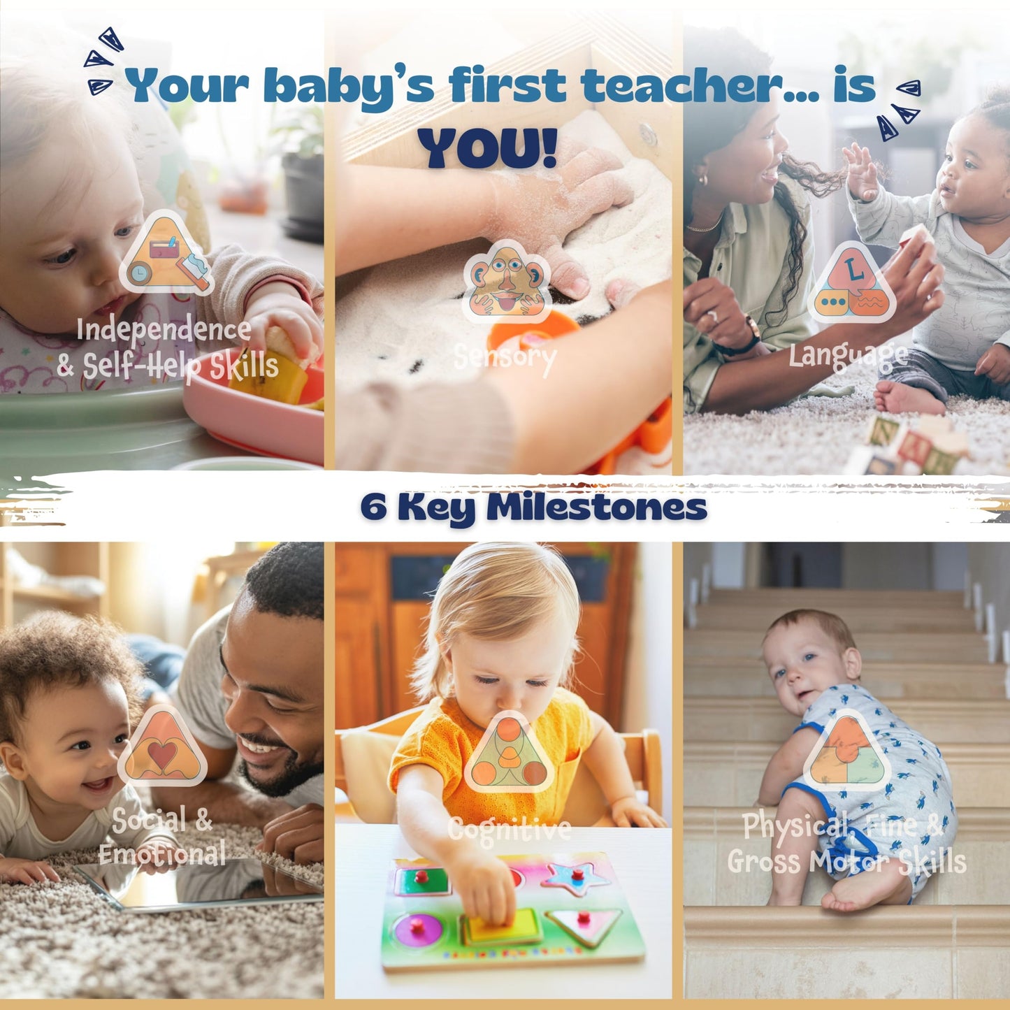 Peak and Rainbow Montessori Baby Activity Cards 0-12 Months | 40+ Creative Play Activities
