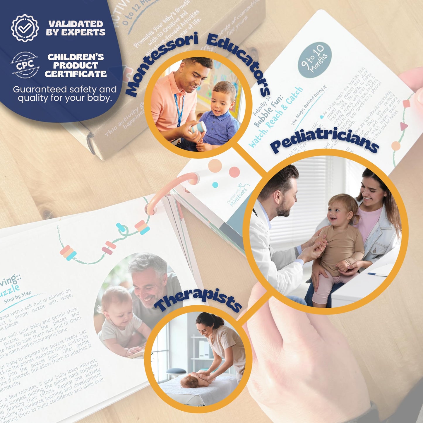 Peak and Rainbow Montessori Baby Activity Cards 0-12 Months | 40+ Creative Play Activities