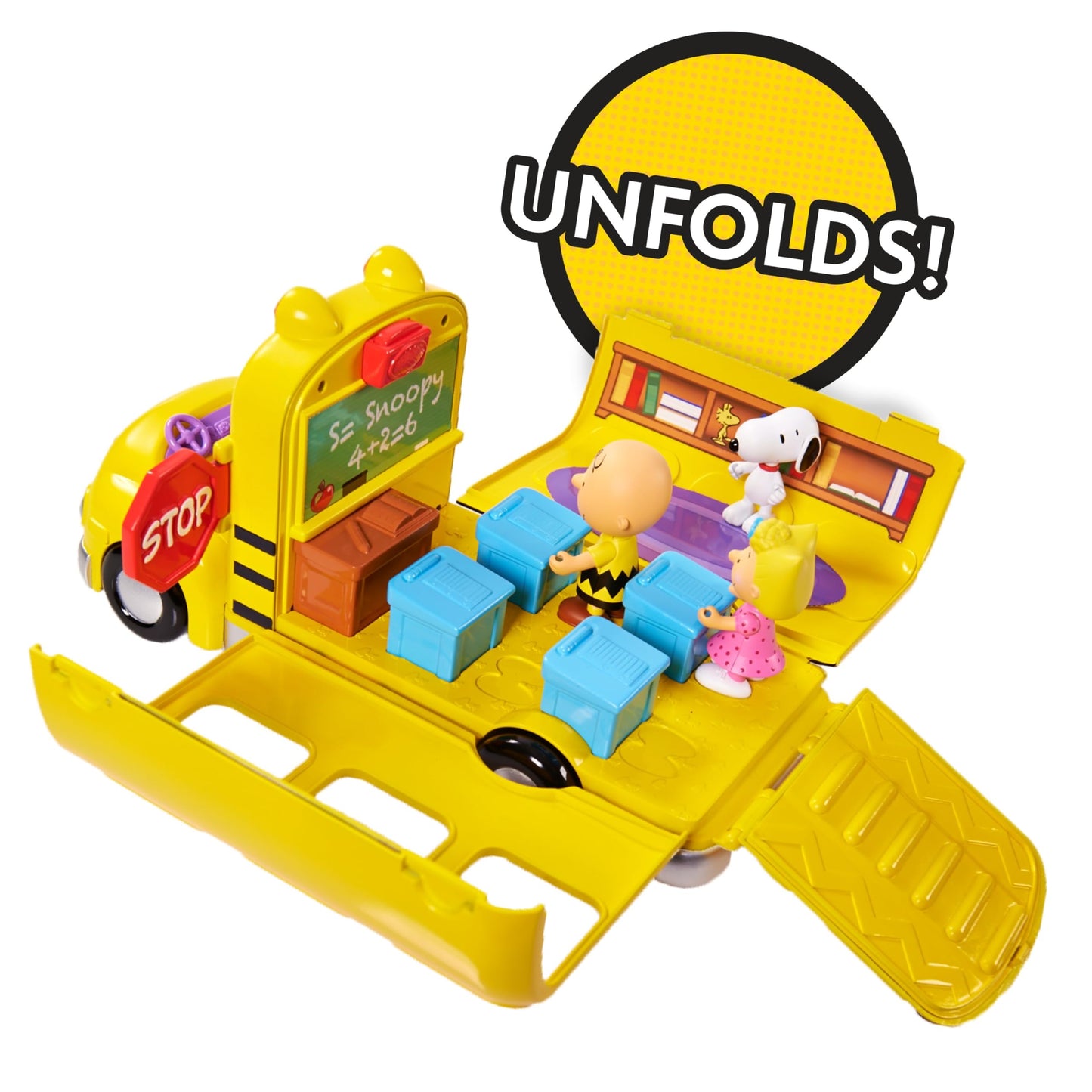 Peanuts Charlie Brown's Interactive School Bus Toy – 11-Piece Set for Kids 3+