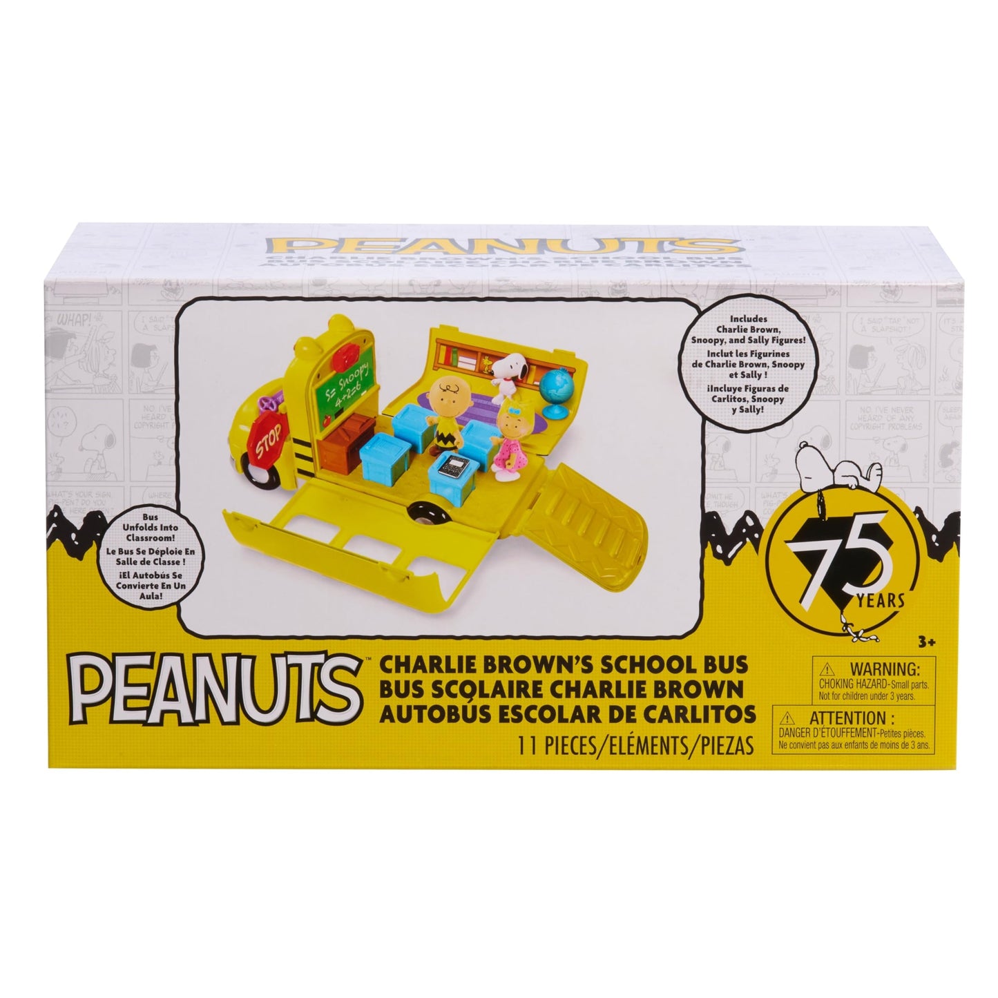 Peanuts Charlie Brown's Interactive School Bus Toy – 11-Piece Set for Kids 3+