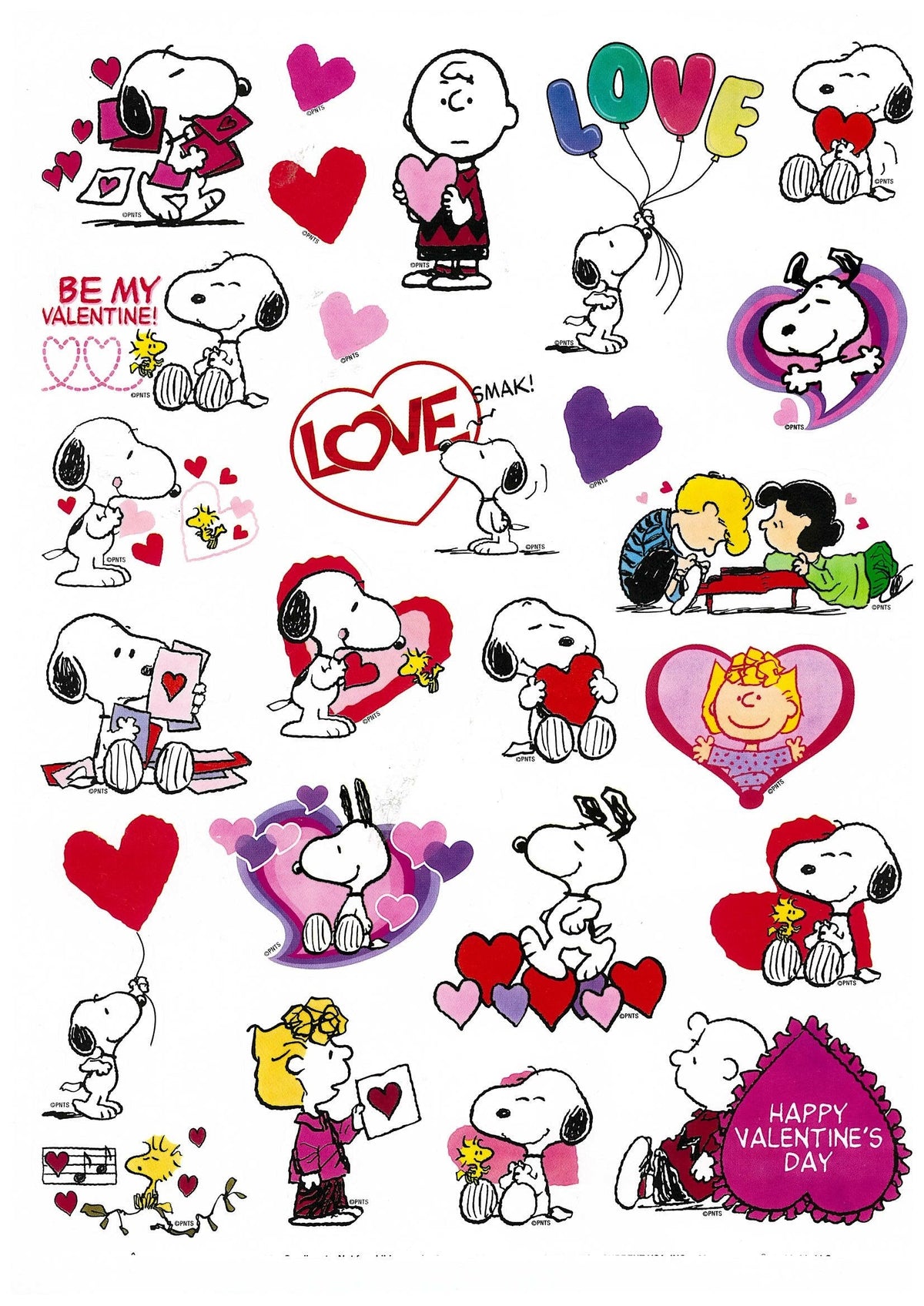 Peanuts Snoopy Valentine Stickers – 25-Pack