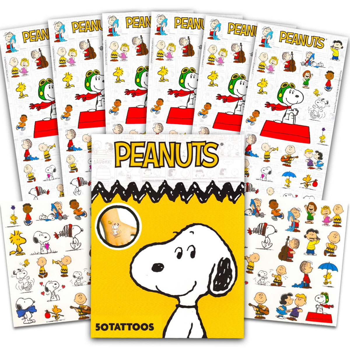 Peanuts Stickers & Tattoos Party Favors Set – 200 Pc Bundle with 150 Snoopy Stickers & 50 Charlie Brown Tattoos