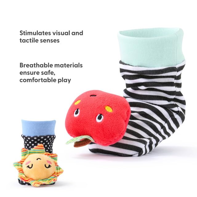 The Peanutshell Sock Rattles Set of 5 – High-Contrast Baby Toys 0-12M