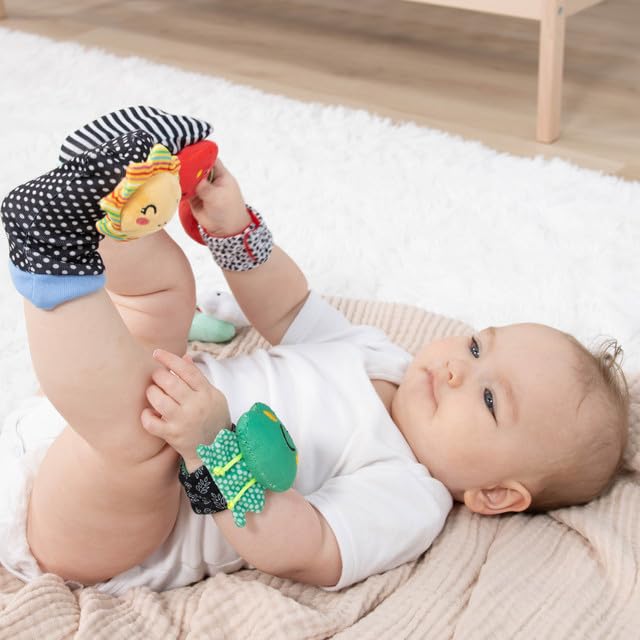 The Peanutshell Sock Rattles Set of 5 – High-Contrast Baby Toys 0-12M