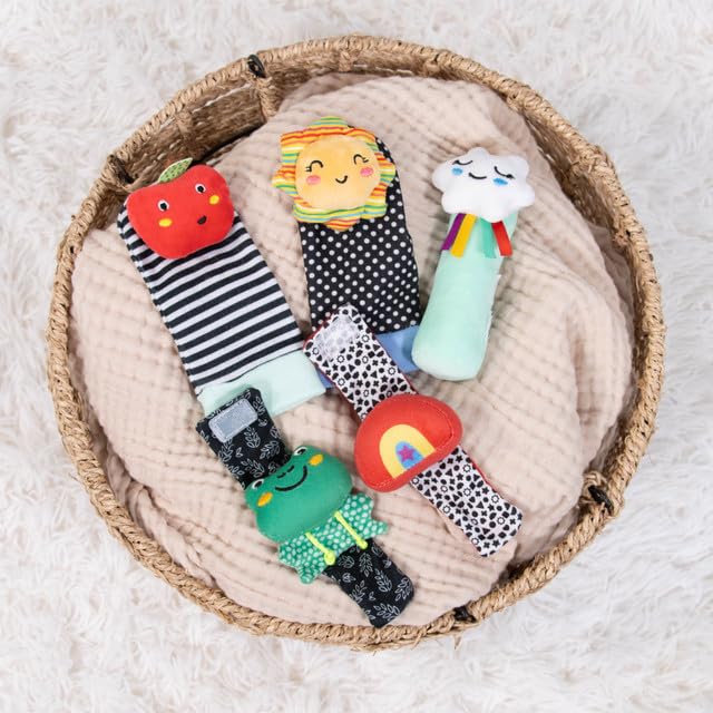 The Peanutshell Sock Rattles Set of 5 – High-Contrast Baby Toys 0-12M