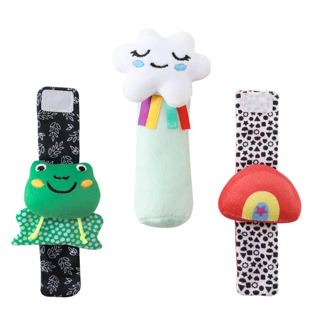 The Peanutshell Sock Rattles Set of 5 – High-Contrast Baby Toys 0-12M