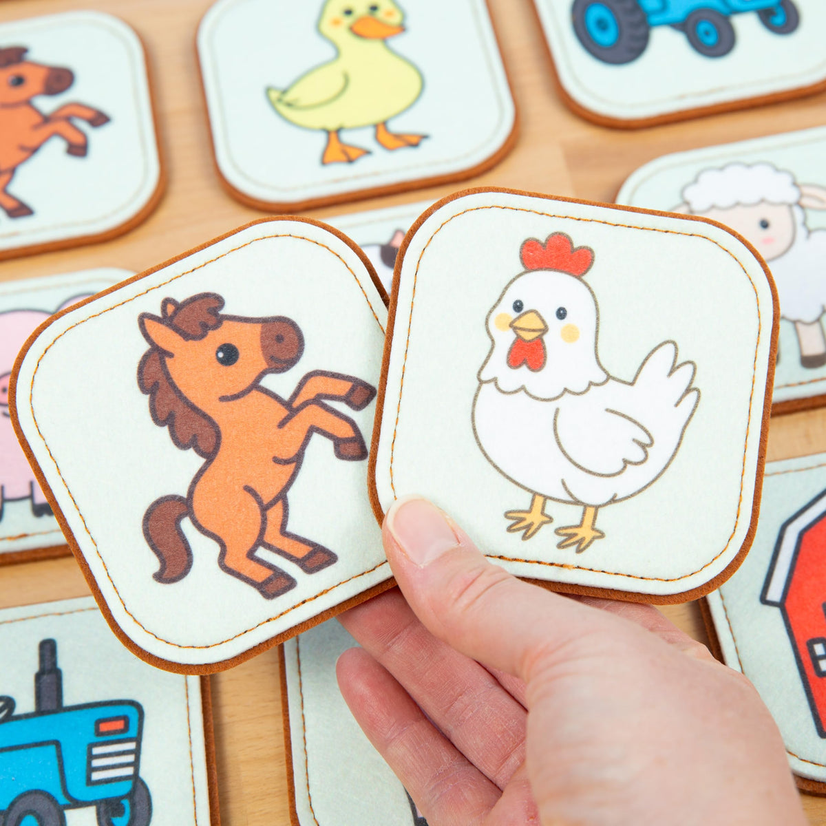 Peapod Play Felt Farm Matching Game for Toddlers – Soft, Safe Memory Cards