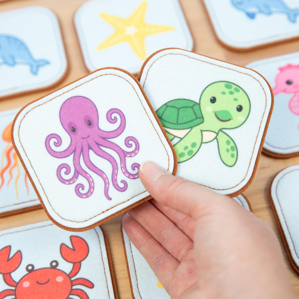 Peapod Play Felt Sea Creature Matching Game – Ocean Memory for Toddlers